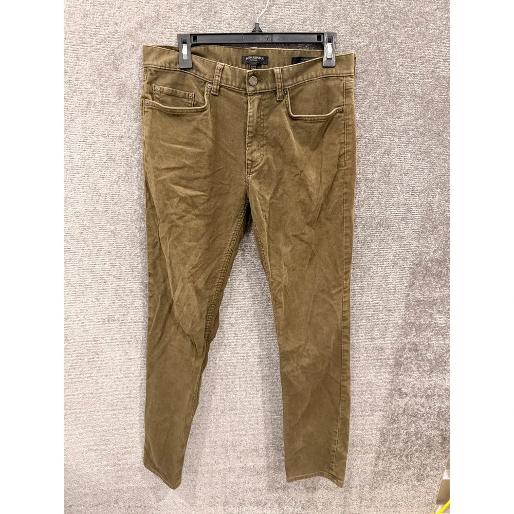 Banana Republic Mens Slim Traveler Pant 31x32 Olive Brown Stretch 5-Pocket
